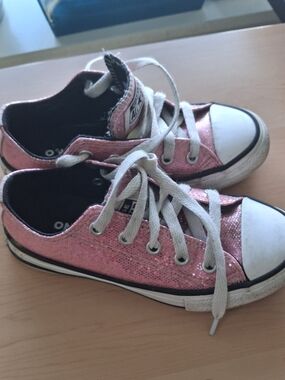 Converse All Star Kids Pink Sequin High Top Sneakers